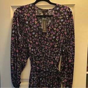 Banana Republic Factory Navy Floral Long Sleeve Dress